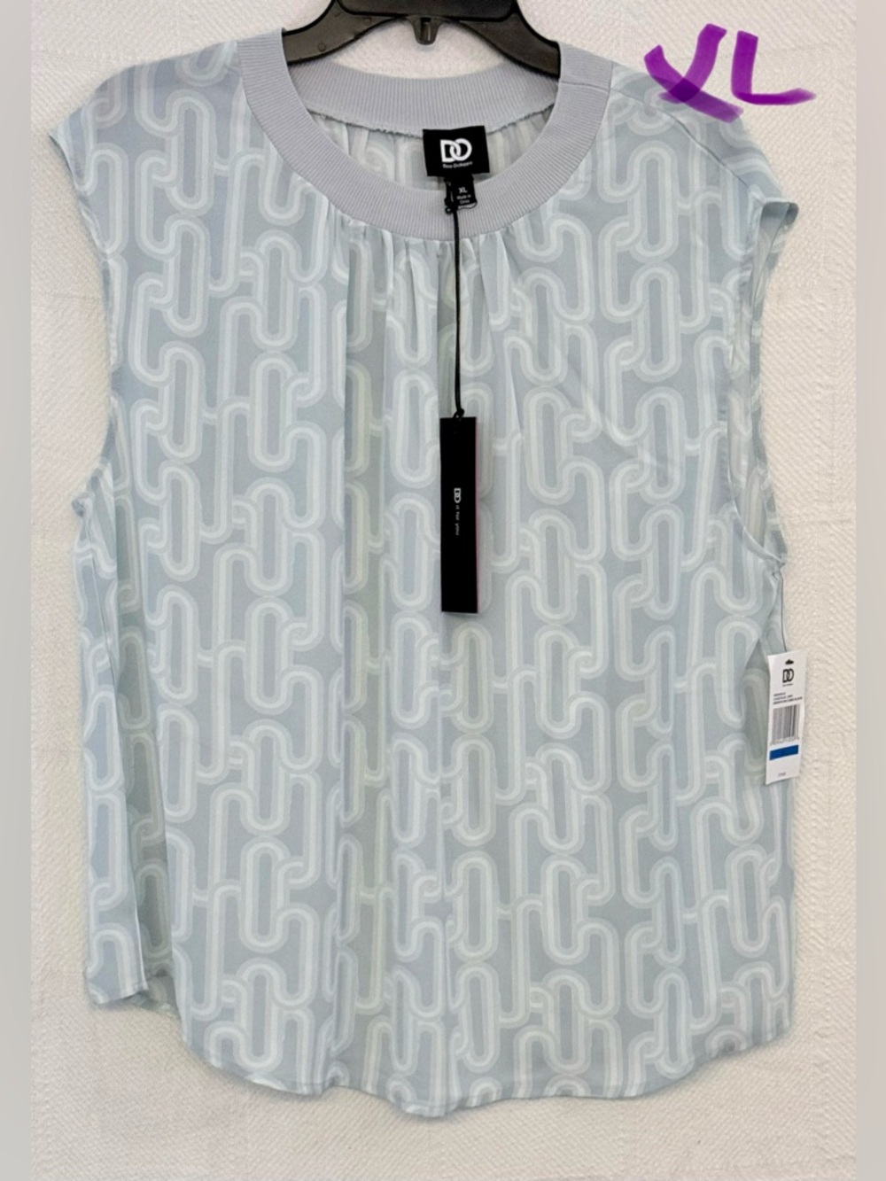 DD Collection Light Blue Geometric Sleeveless Tank